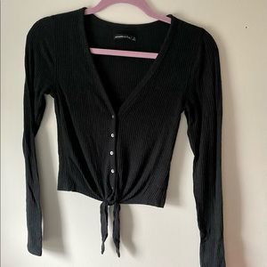 A&F Cropped Tie-Front Sweater